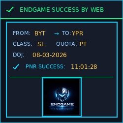 EndGame Tatkal Software booking result