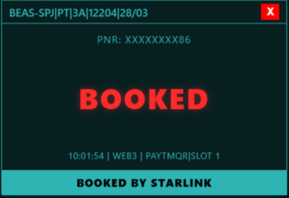 StarLink Tatkal Software - confirmed booking result 2