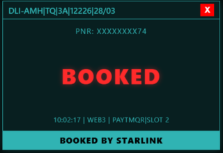 StarLink Tatkal Software - confirmed booking result 4