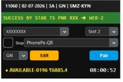 Star TS Tatkal Software - Confirmed Tatkal booking result